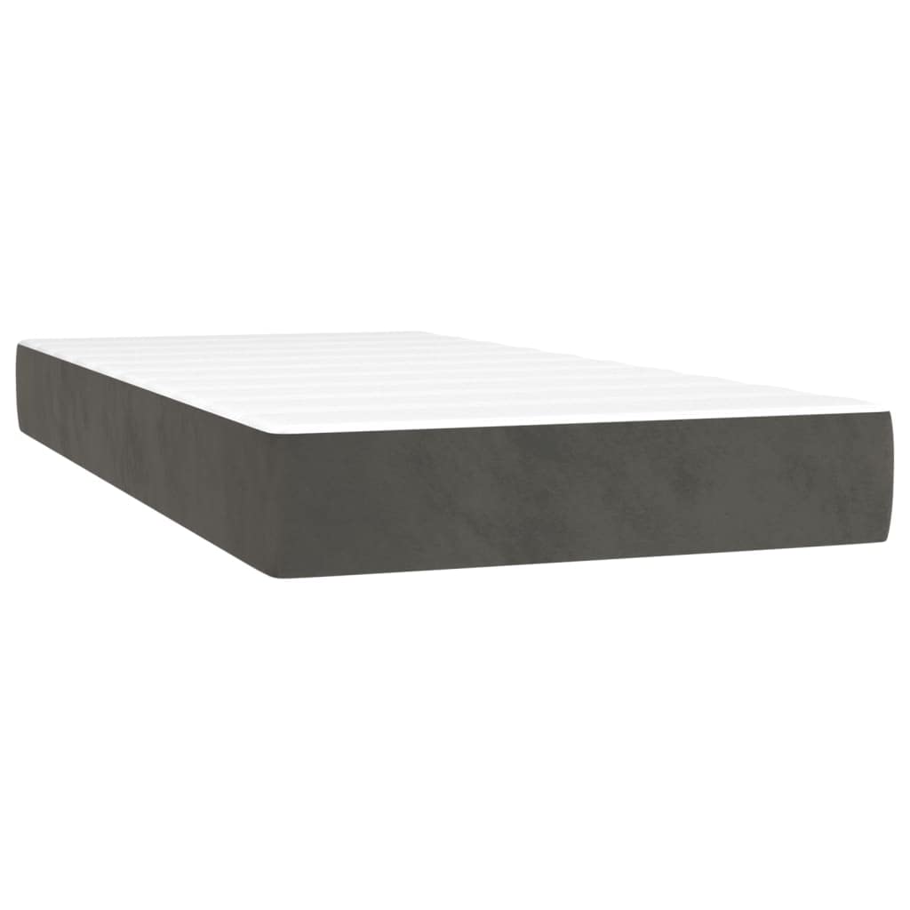 IKAYAA Boxspringbett mit Matratze 100 x 200 Bett mit LED Beleuchtung & Topper Boxspringbett 100 x 200 cm Bett mit Matratze und Lattenrost Bett komplett mit Kopfteil Samt-Dunkelgrau-100 x 200 cm