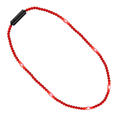 FlashingBlinkyLights Red Beads Light Up Necklace with Steady LED Light