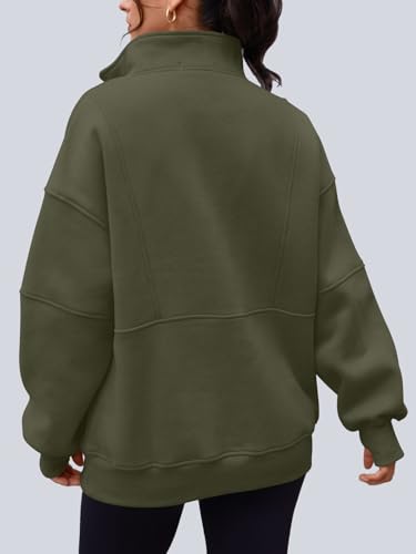 Image of AUTOMET Women's Quarter Zip Oversized Sweatshirt Fleece Mock Neck Pullover