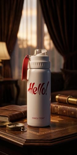 Image of Water Bottle with Straw Lid | Leakproof BPA Free Sipper Bottle for Girls and Boys | Reusable Drinking Bottle for School, Gym & Travel (600ml) (White)