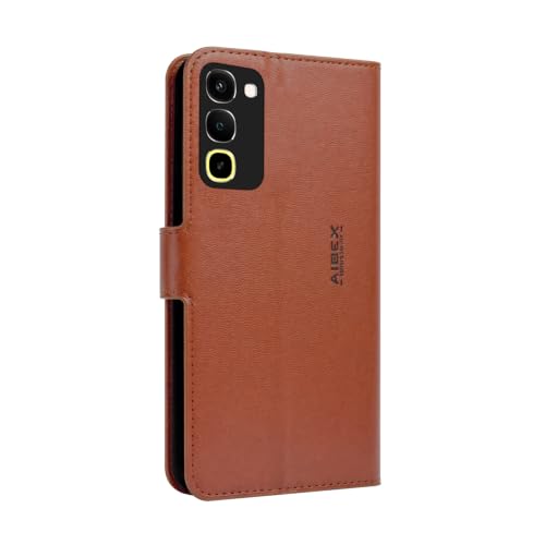Image of AIBEX Compatible for Realme 16X 5G / Realme Narzo 100X 5G / Realme P4R 5G Flip Cover Leather Finish | Inside TPU with Card Pockets | Wallet Stand | Complete Protection Flip Case Brown