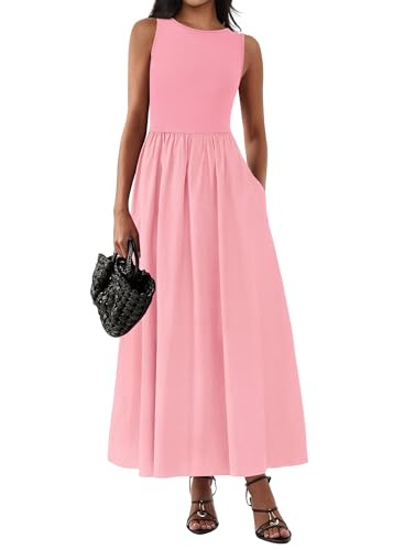 Image of KIRUNDO Summe Sleeveless Maxi Dresses for Women 2026 Spring Wedding Guest A Line Tank Elegant Flowy Beach Long Sundress