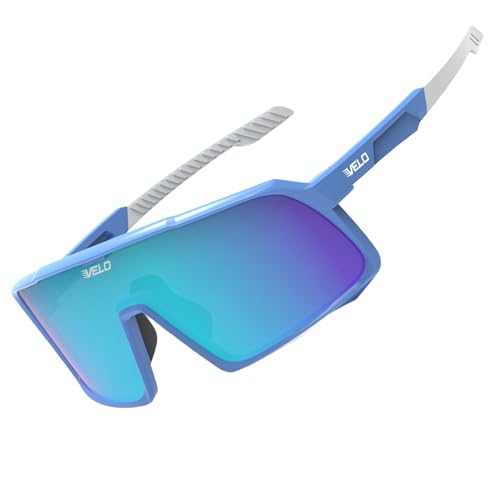 VELO by The Bullpen Training Gafas de sol deportivas y activas para adultos, TR90 y UV400, para béisbol, ciclismo y al aire libre, Changeup, Azul Ice