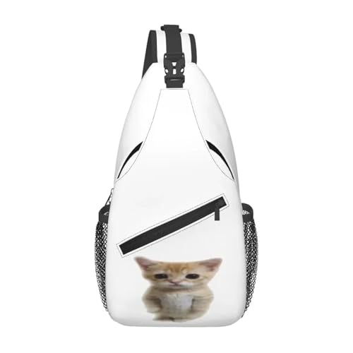 El Gato Stehende Katze Meme Brusttasche Herren Sling Crossbody Rucksack Brusttasche Reise Wandern Tagesrucksack Schultertasche