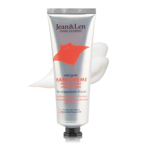 Jean & Len – Sehr geile Handcreme Neutral, Handpflege für strapazierte Hände, pflegt intensiv, ohne Parabene und Silikone, vegan, Handcreme Tube, 75 ml