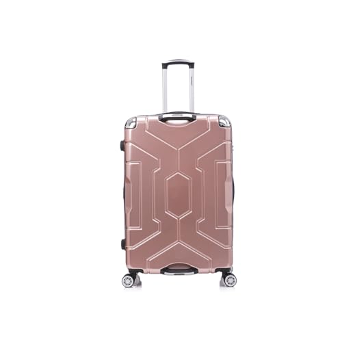 Rose Gold Tech-Infused PC Luggage Set with Rotating Wheels & Lightweight Design3