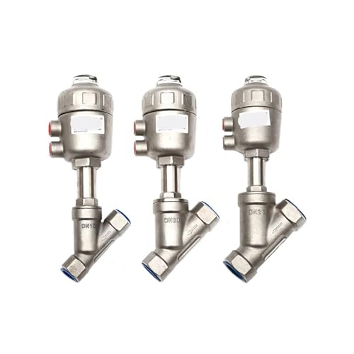 Vanne de siege angulaire filetee pneumatique inox 3/4 pour commande de vapeur en usine