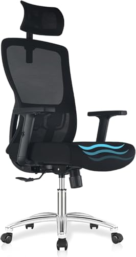 Bürostuhl Ergonomisch,Schreibtischstuhl mit verstellbarer Kopfstütze, Armlehnen und...