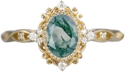 Aihpos Unique Gemstone Rings For Women 1.0 ct Oval Engagement Ring Cluster Womens Wedding Ring 10k 14k 18k Rose Gold Art Deco Promise Ring Anniversary For Her
