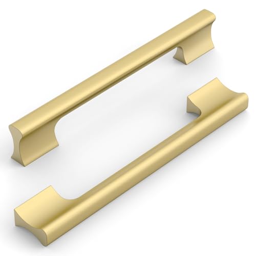 10個パック 6.3インチ(160mm) キッチンキャビネットハンドル つや消しゴールドキャビネット取っ手 キッチンハードウェア引き出し取っ手 食器棚ワードローブ用