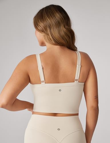Image of UNISSU Hugcurve Adjustable Longline Sports Bra Square Neck Workout Tank Crop Tops for Women with Built in Bra Padded Camisole