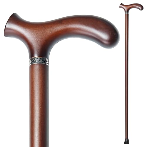 YIVIYAR Walking Stick with 4 Height - Handmade Wooden Walking Sticks for Men & Women Ergonomic Gents Derby Wood Sticks Cool -Stylish Gents Wooden Walking Cane
