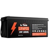 LiTime 24V 100Ah LifePo4 Accu, 15000+ Diep Cyclus Accu's met 100A BMS, 2560Wh lithiumbatterijen i...