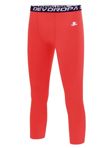 Image of DEVOROPA Boys Leggings Youth Compression Pants Sports Tights Basketball Football Baseball Soccer Baselayer Slim /Regular /Husky