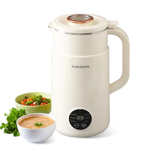 FUMATO Soup Maker | Multifunctional Vegan Milk Machine | Make Vegan Milk From Nuts Almonds Soya Oats | Boil Water Fruit Juice | PP Outer Shell 304 Stainless Steel Inner | 800ml | Auto Shutoff