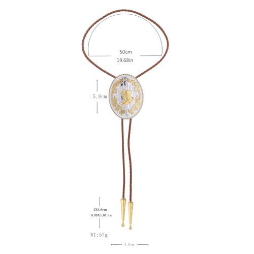 Image of GelConnie Brown Bolo Tie for Men Women Western Ties Mens Gold Bolo Tie Rodeo Cowboy Leather Necktie Cowgirl Tie Wedding