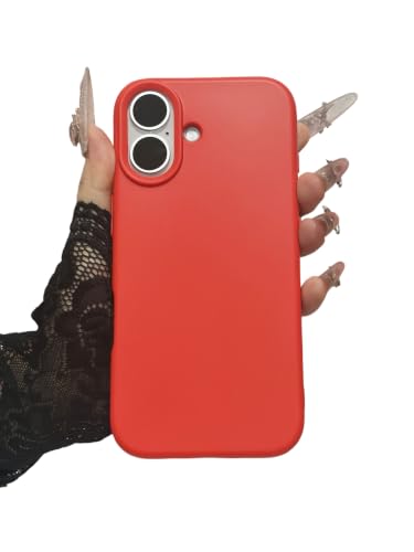 Coque iPhone 16 Plus en silicone rouge avec doublure anti-rayure
