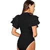 SOLY-HUX-Womens-Mock-Neck-Ruffle-Butterfly-Sleeve-Skinny-Bodysuit SOLY HUX Women's Mock Neck Ruffle Butterfly Sleeve Skinny Bodysuit Black M