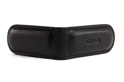 GiUDI Genuine Leather Moneyclip Moneyclip, Money Holder, Cowhide Leather, Made in Italy, (Black)2