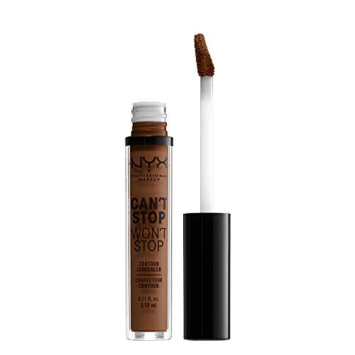 NYX Professional Full Coverage Concealer, 24 Hour Longevity, Can't Stop Won't Stop Contour Makeup Concealer, Matte Finish, Shine Control, Long Lasting, Vegan Formula, Shade: Mocha