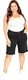 City Chic Women's Plus Size Short Summer Denim, Black WASH