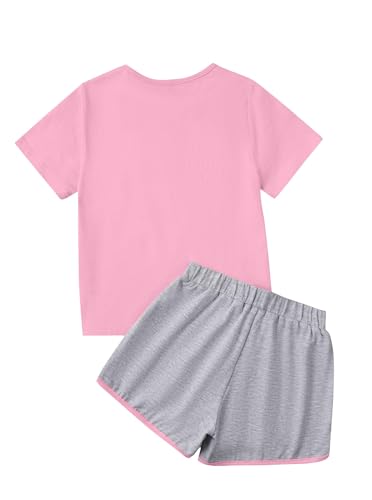 Image of Girl's 2 Piece Outfits Cute Summer T-Shirt and Graphic Shorts Clothing Sets