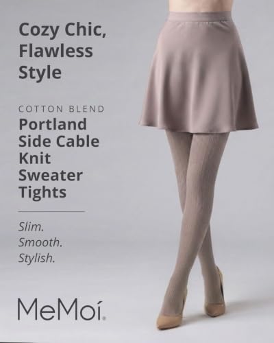 Image of MeMoi Portland Cable Knit Sweater Tights, Warm Opaque Winter Tights
