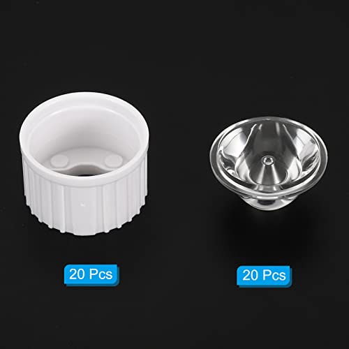 Image of PATIKIL 20mm LED Lens 8 Degree with Plastic Holder, 20 Set Acrylic Optical Lenses for 1W 3W High Power LED Light, White /Transparent