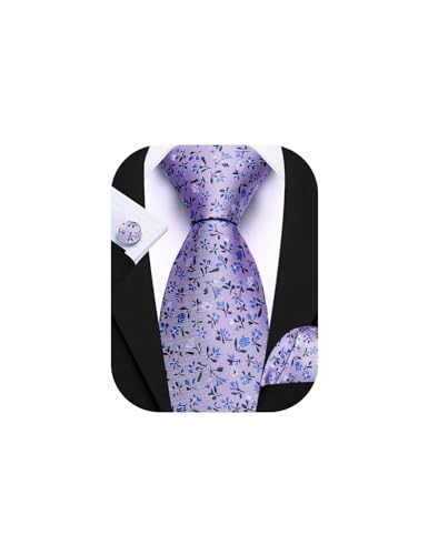 Image of Barry.Wang Ties for Men Silk Tie Sets Polka Dot Woven Necktie Pocket Square Cufflinks Business Wedding