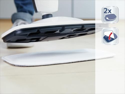Leifheit 2er Set Ersatzpads Dampfreiniger CleanTenso, Dampfbesen Wischbezug für eine porentiefe Reinigung, Dampfmop Ersatz mit Klettunterseite