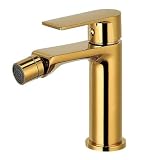 Vetrineinrete® Rubinetto per bidet miscelatore monocomando moderno da bagno in oro lucido