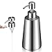 SISVIV Dispenser di Sapone Liquido 350ML + Pompa Schiuma in Acciaio Inox 304 Dosatori per Sapone Gel Mani Shampoo Lozioni Bagno Cucina Argento