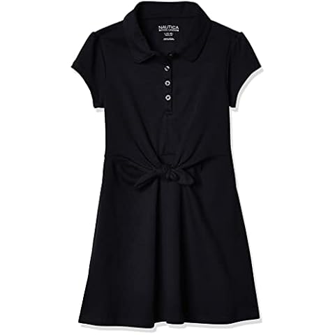 Nautica Girls' Navy Polo Dress with Front Tie Cover