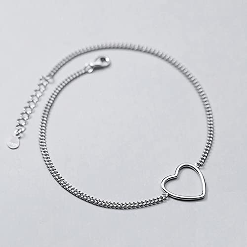 Bracelets de cheville pour femme argent 925 cœur chaîne amie