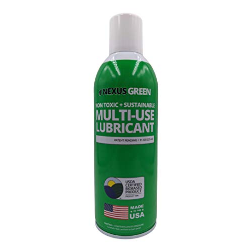 Nexus Green Non Toxic, Odor Free, Environmentally Friendly Multi-Use Lubricant | American Made Food Grade Cleaner, Non-Petroleum Oil Lubricant & Preservative/Protectant | (11 oz Spray Bottle)