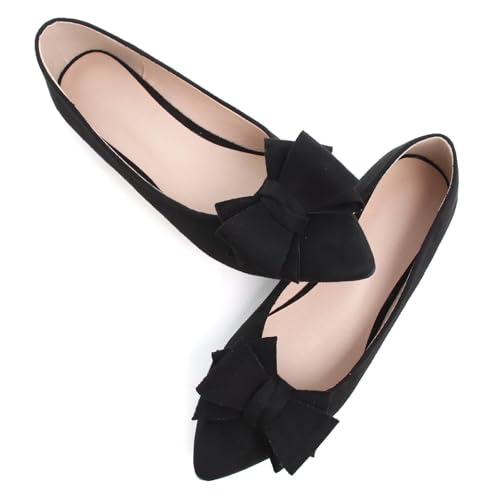 Image of TN TANGNEST Women's Flats Comfortable Dressy Slip On | Pointed Toe Bow Ballet Shoes, Business Casual Office Flats, Suede Flat Shoes