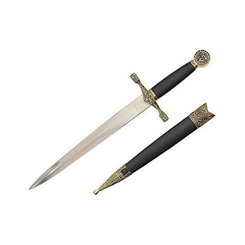 Wuu Jau Co H-5933-GD Excalibur Medieval Dagger with Dragon Engraved Pommel, 15.5" Cover