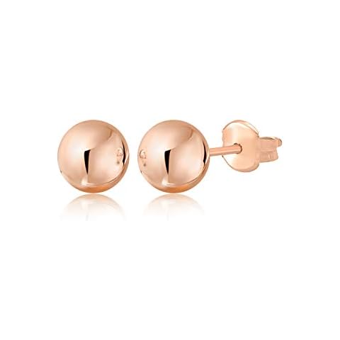 14K Rose Gold High Polished Shiny Stud Post Sphere Round Ball Earrings with Post and Butterfly Back Closure 7 Millimeters Cover