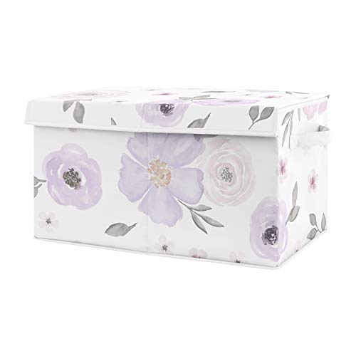 Sweet Jojo Designs Purple Watercolor Floral Girl Small Fabric Toy Bin Storage Box Chest For Baby Nursery Or Kids Room - Lavender, Pink And Grey Shabby Chic Rose Flower #TOP15