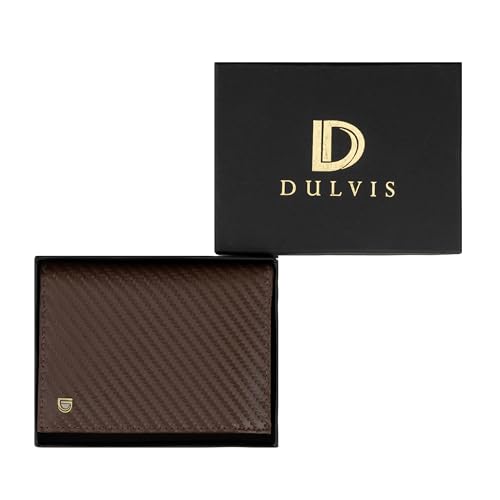 Image of Premium RFID Blocking Wallet for Men | Slim Carbon Fiber Leather with 12 Card Slots, Clear ID Window & Cash Pocket | Durable Bifold Genuine Cow Fiber Leather Wallet (Carbon Brown)