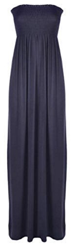21Fashion Vestido largo para mujer, sin mangas, liso, estilo bandeau, gris oscuro, 54