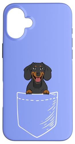 Funny Black Pocket Dachshund Lover �X�}�z�P�[�X iPhone 16 Plus �p