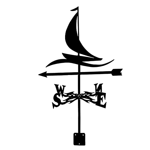 Va ne de metal de acero inoxidable, velero, pescador, bruja, águila, cazador, escena de granja, jardín, indicador de dirección decorativo para casa, garaje, cúpula, granero