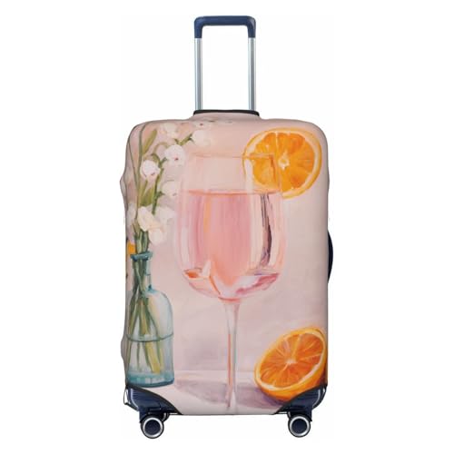 Glass Filled With Orange Slices Elastic Travel Luggage Covers Dustproof Scratch-Resistant Suitcase Protector Fit 22-24 Inch