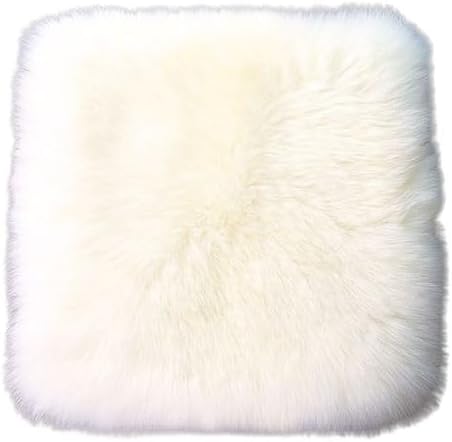 Sheepskin Ranch Premium Real Sheepskin Seat Pad – Genuine Wool Chair Cushion for Dining, Office, Home & Restaurant – Soft, Breathable Seat Cover with Non-Slip Backing – Round & Rectangle – IvoryWhite