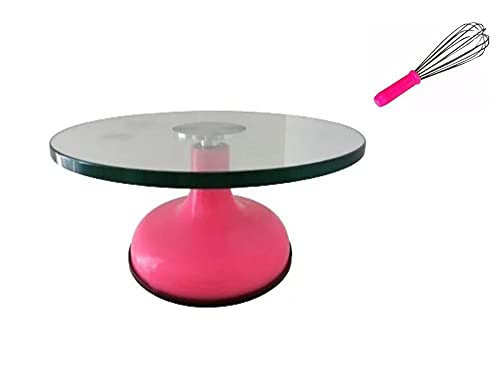 Bailarina Giratória De Vidro P/Decorar Bolos Rosa + Fue Batedor de Bolo Rosa Profissional