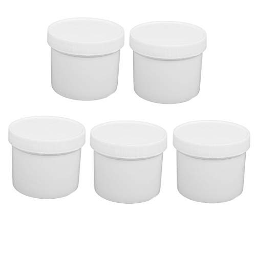 Aexit 250ml HDPE gauge Plastic Wide Mouth Round Laboratory Experiment Bottle White 5pcs