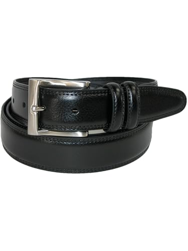 AQUARIUS Men's Big & Tall Pebble Grain with Feather Edge Dress Belt, 54, Black4