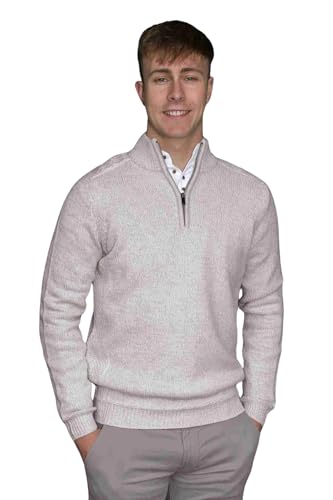 Men's Clifden ¼ Zip Knit Wool Blend, Fisherman Sweater Made in Ireland