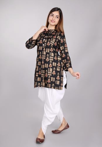 Image of Women Rayon Straight Golden Foil Printed Kurta with Palazzo || Kurti with Palazzo Set for Casual Party & Festival Wear in Round Neck with 3 /4 Sleeve for Girls